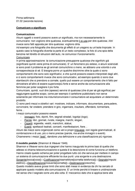 Semiotica Appunti Presi A Lezione Scrupolosamente Prima Settimana