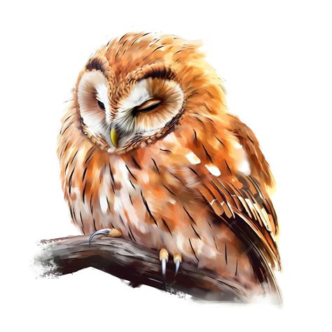 Premium Ai Image Watercolor Realistic Tawny Owl On White Background