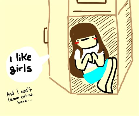 A Lesbian Literally Stuck In Her Closet Drawception