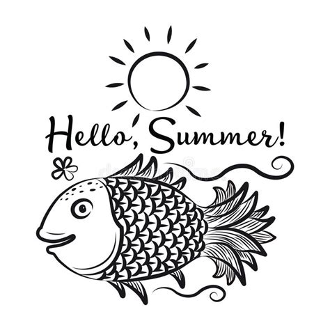 Smiling Gold Fish â€“ Pineapple, Floating on Waves. Stock Vector