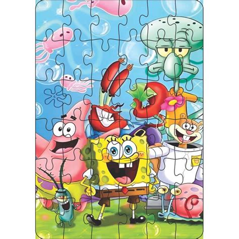 Quebra-Cabeça Jogo Infantil Turma Bob Esponja 36 Peças MDF 18x26 ...