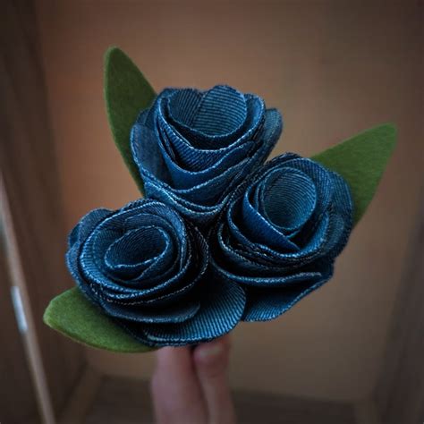 Denim Fabric Flowers Etsy