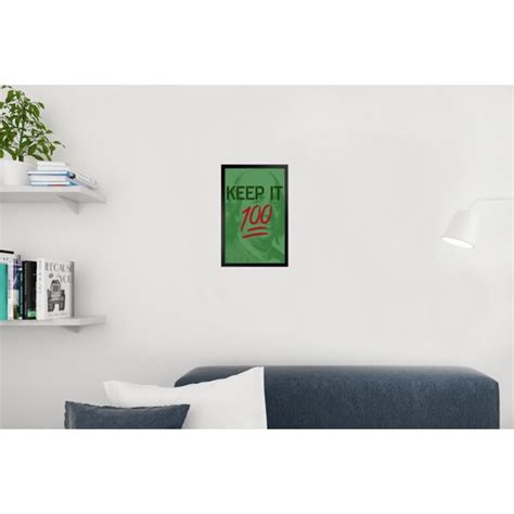 Trinx Keep It 100 Graffiti Art Print Black Wood Framed Poster 14x20 Framed On Paper Print