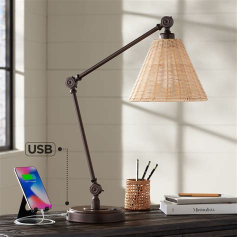 Barnes And Ivy Rustic Farmhouse Desk Table Lamp With Usb Charging Port