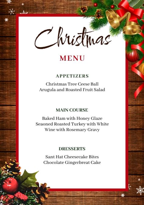 Christmas Menu A4 Template Postermywall