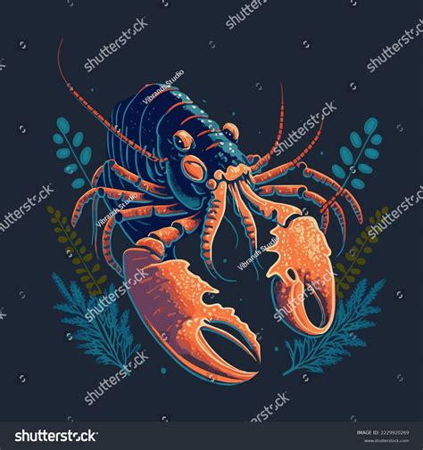 Lobster Seafood Vintage Icon Lobster Label Stock Vector Royalty Free