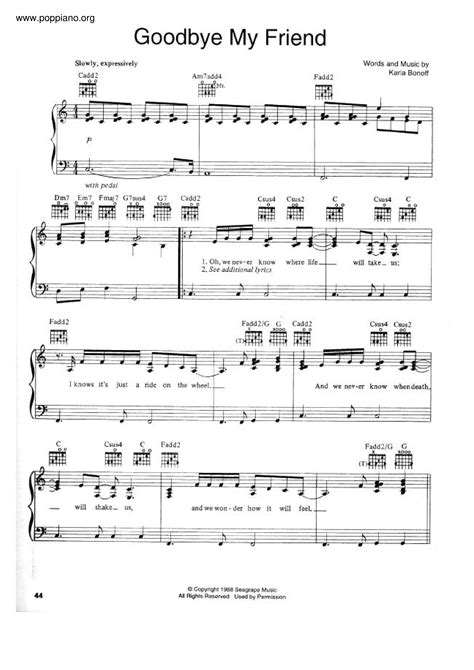 Linda Ronstadt Goodbye My Friend Sheet Music Pdf Free Score Download ★