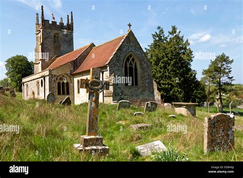 Imber Church, the Church of St Giles, in the uninhabited village of Imber on Salisbury Plain ...