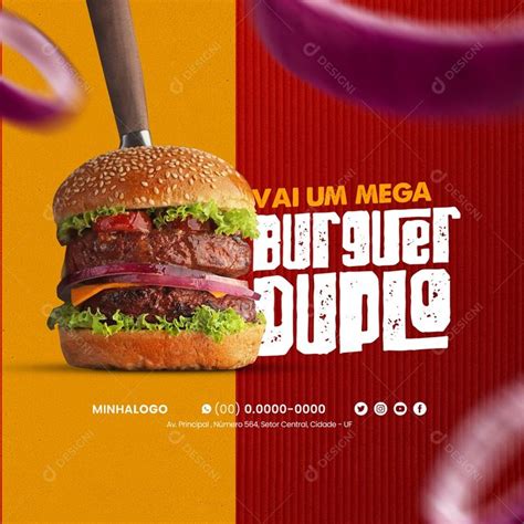 Vai um Mega Burguer Duplo Hamburgueria Social Media PSD Editável zip