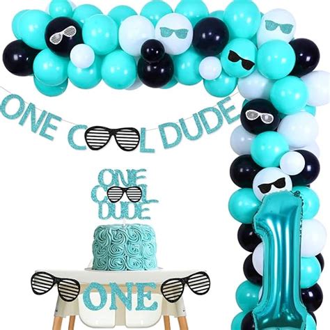 Amazon One Cool Dude St Birthday Decorations Black Teal Blue