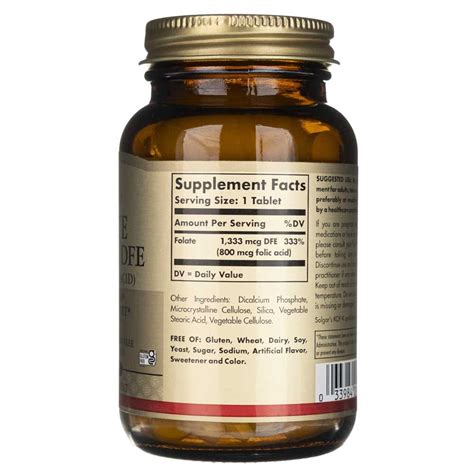 Solgar Folate 1,333 mcg DFE (800 mcg Folic Acid) 250 Tablets – Medpak