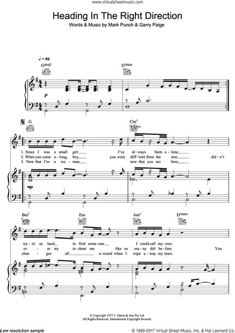 Heading In The Right Direction Sheet Music For Voice Piano Or Guitar