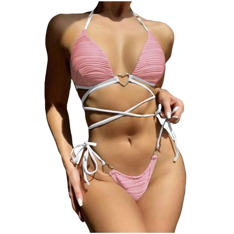 Ersazi Swimsuit For Women 2024 Women S Love Drawstring Bikini In