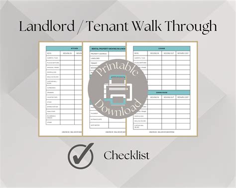 Landlord Checklist Walkthrough Inspection Tenant Move In Tenant Move Out Inspection Checklist