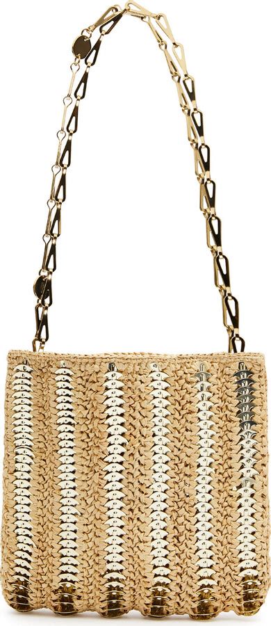 Rabanne Iconic 1969 Embellished Raffia Shoulder Bag Beige ShopStyle