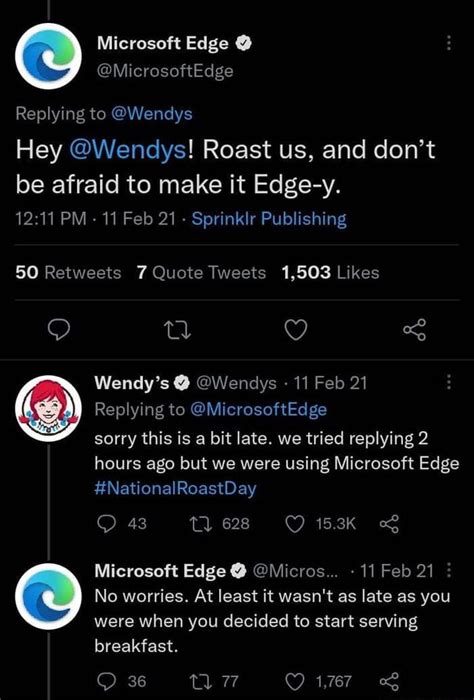 Microsoft Edge Microsoftedge Replying To Wendys Hey Wendys Roast Us