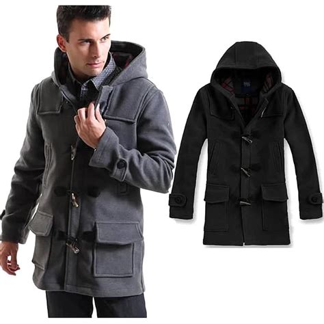 Buy 2015 Single Breasted Mens Trench Coat Hooded Men Long Woolen Mens Pea