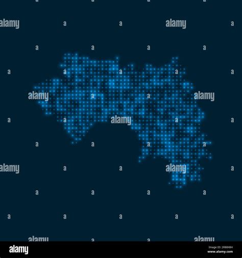 Guinea Dotted Glowing Map Shape Of The Country With Blue Bright Bulbs