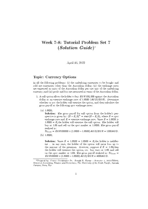 Tutorial Week Pset Solutions Week Tutorial Problem Set