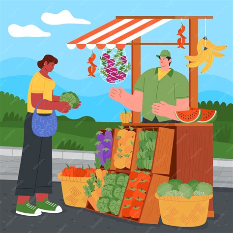 Ilustración de mercado de comida callejera dibujada a mano | Vector Premium
