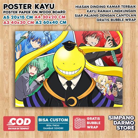 Jual Poster Kayu Assassination Classroom Korosensei Aesthetic Anime