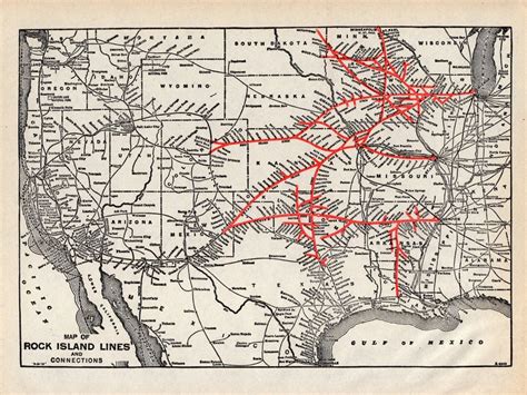 1911 Antique Rock Island Lines Railway System Map Rock Island Etsy