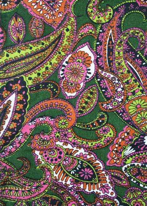 Yardage Of Retro Paisley Fabric Boho Hippie Paisley Green Etsy