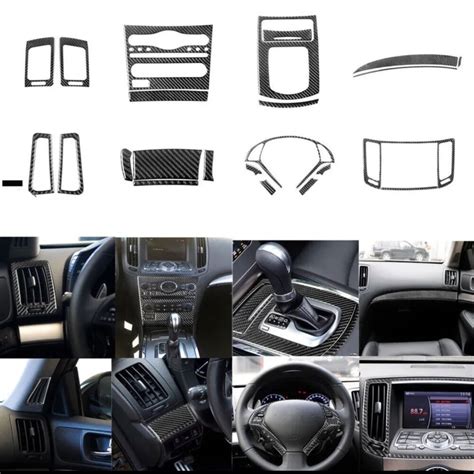 24Pcs Real Carbon Fiber Full Interior Kit Dash Trim For Infiniti G35 G