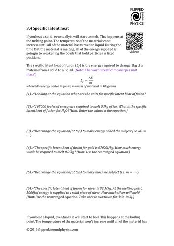 Specific Latent Heat Teaching Resources