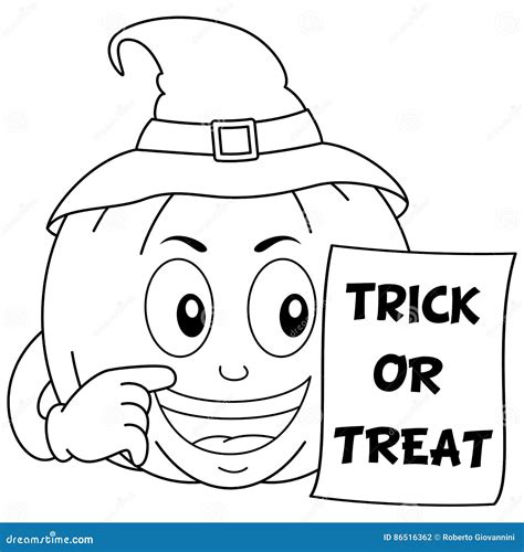 Coloring Halloween Pumpkin Trick Or Treat Stock Vector Illustration