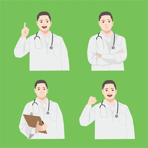 Conjunto vectorial de personajes de dibujos animados de médicos