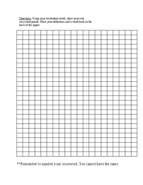 Vocabulary-Blank Crossword Puzzle Template by Chastity Watts | TpT