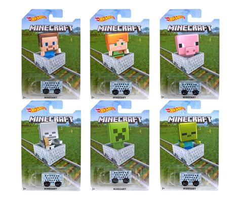 Hot Wheels Target Exclusive Complete Set Of 6 Minecraft Carts By Hot