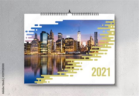 2021 Landscape Wall Calendar Layout Stock Template | Adobe Stock