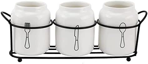 Amazon Bekith 3 Piece Ceramic Flatware Caddy With Metal Rack