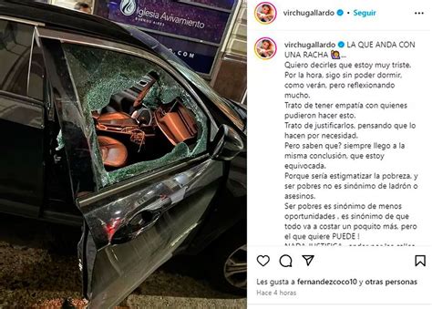 Virginia Gallardo mostró cómo le destrozaron el auto tras sufrir un