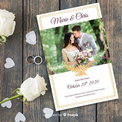 Convite De Casamento Foto - Modelo de convite de casamento com foto | Vetor Grátis