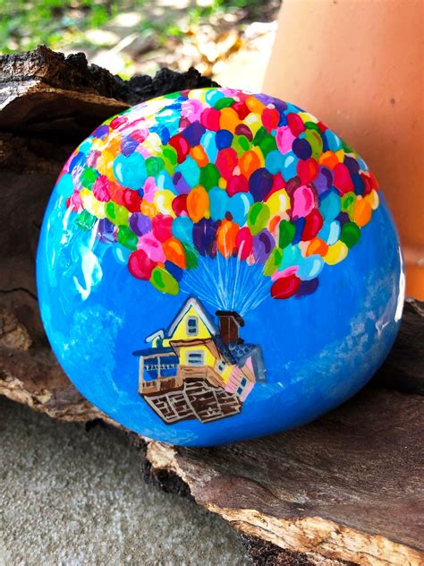 Up Movie Art With Colorful Balloons Hand Painted Rock Sealed - Etsy