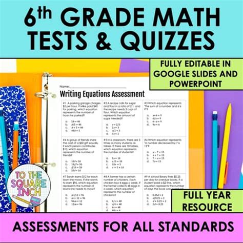 6th Grade Math Tests – To The Square Inch