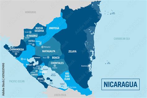 Fototapeta Nicaragua Country Political Map Detailed Illustration With