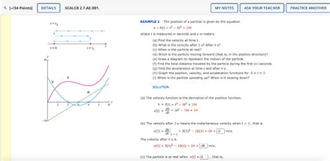 Solved EXAMPLE 1 The Position Of A Particle Is Given By The Chegg