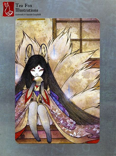 Silent Crossing Japanese Kitsune Fox Art By Teafoxillustrations