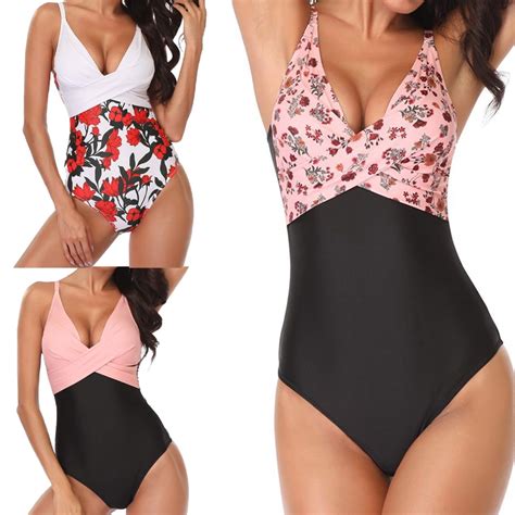 YTDSCS Womens Color Block One Piece Swimsuits High Cut Low Back Padding Bikini Bathing Suit