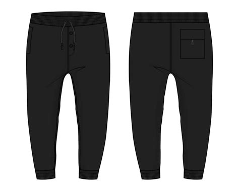 Fleece Fabric Jogger Sweatpants Technical Fashion Flat Sketch Vector