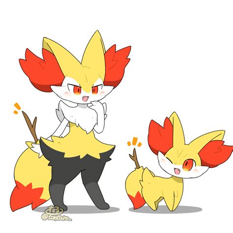 276777 Safe Artisttontaro Braixen Fennekin Fictional Species Anthro Digitigrade Anthro