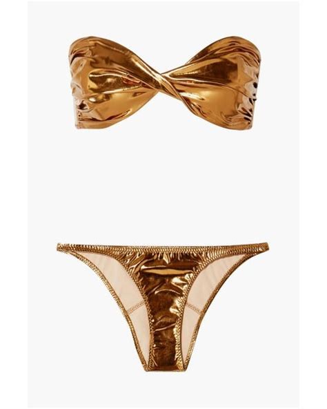 Lisa Marie Fernandez Alexia Twisted Metallic Stretch Pvc Bandeau Bikini