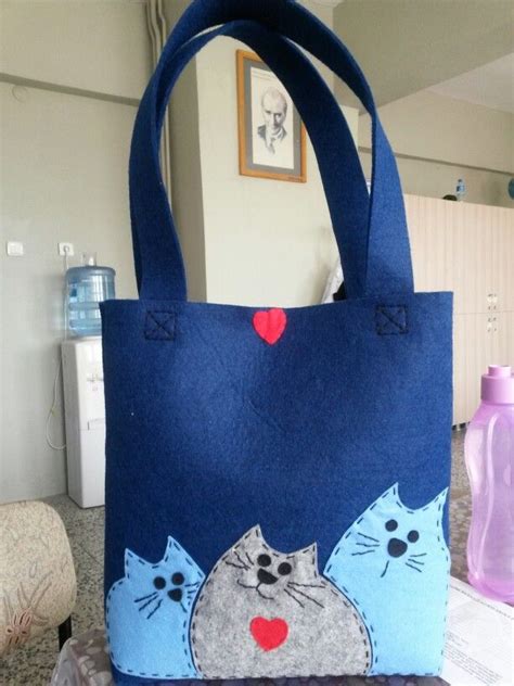 Keçe kedi çanta Taschen nähen Taschen selber nähen Handtasche nähen