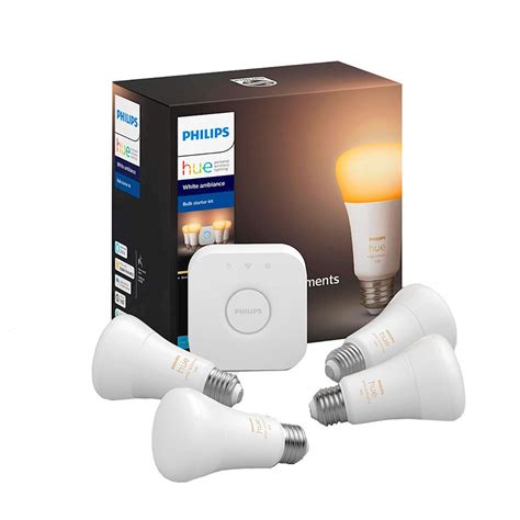 KIT FOCOS INTELIGENTES PHILIPS HUE LUZ CÁLIDA A BLANCA LÚMENES 4 PIEZAS