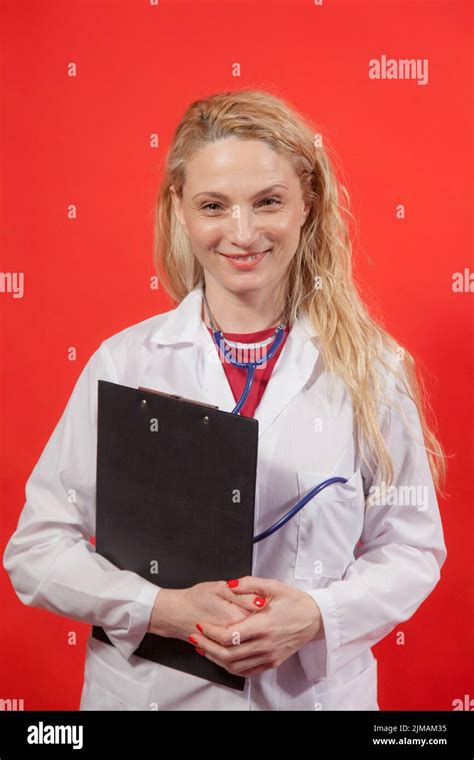 Female Doctor Portrait Folder Stock Photo Alamy