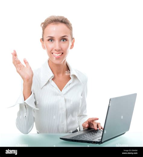 friendly administrative assistant at the desk Stock Photo - Alamy